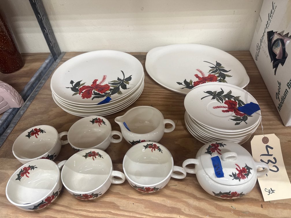 Crooksville Plates - Teacups - Sugar - Creamer