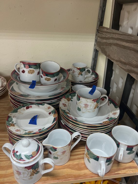 Set of Tieshaan Gold rimmed Dinnerware