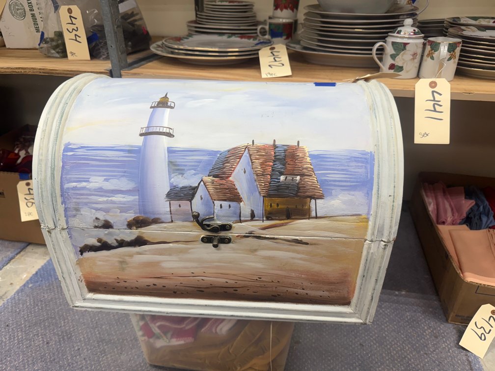 Ocean Themed Wooden Trunk 19"L x 13"W x 13"H