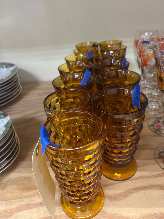 13 Amber Fostoria Footed Tumblers