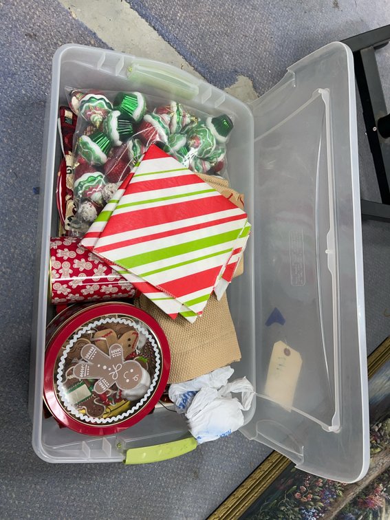 Gift Bags - Ornaments & More in Plastic Bin w/Lid