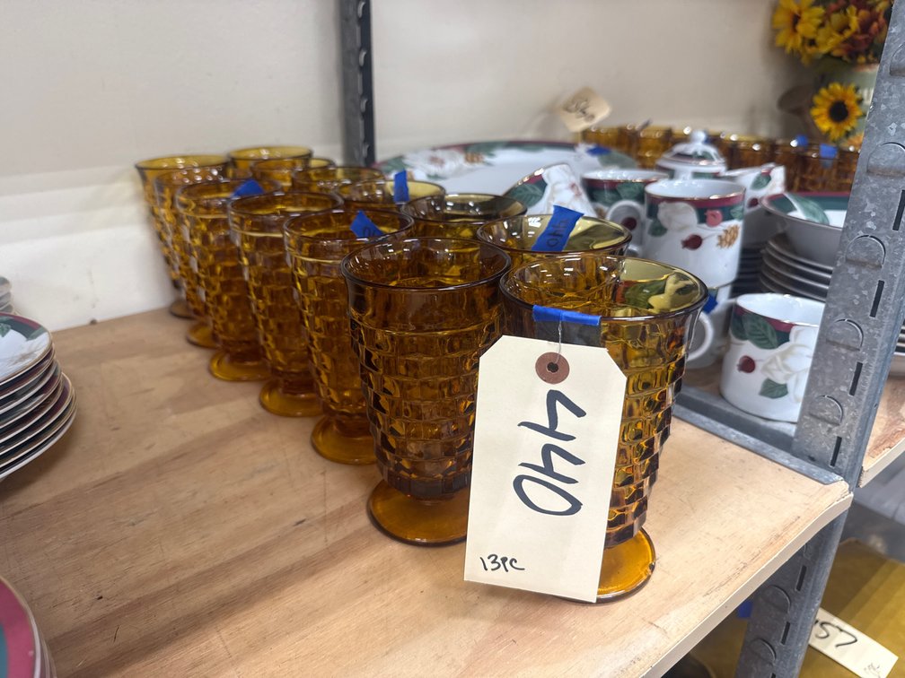 13 Amber Fostoria Footed Tumblers