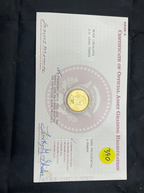 2008 President Monroe $1 Uncirculated w/COA