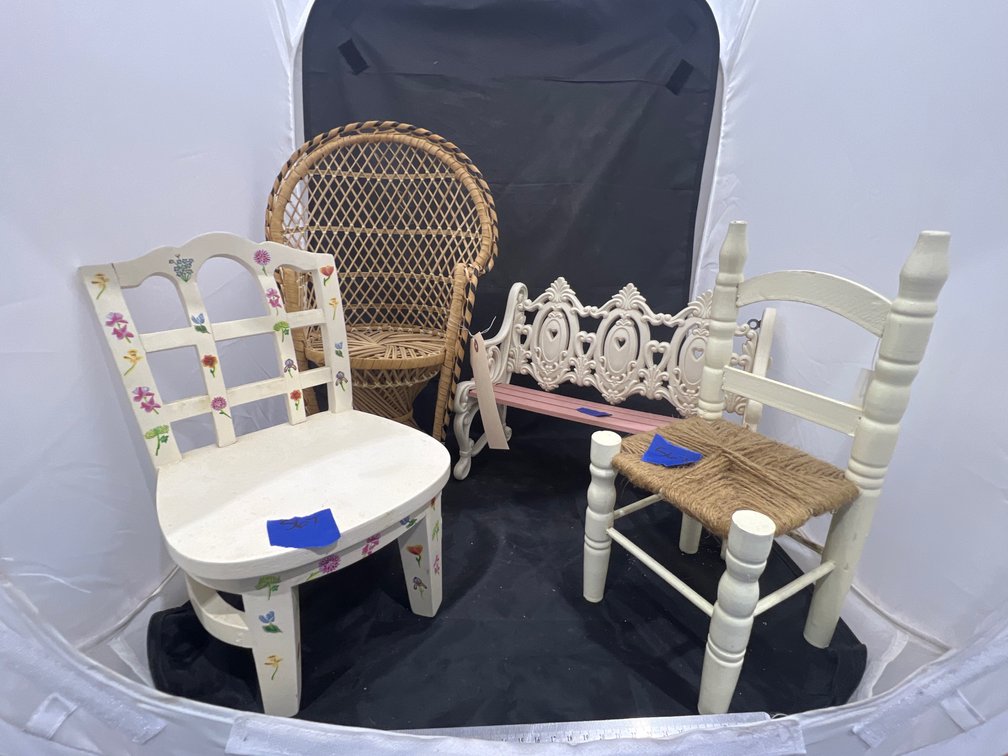 4pcs Mini Wood & Wicker Chairs