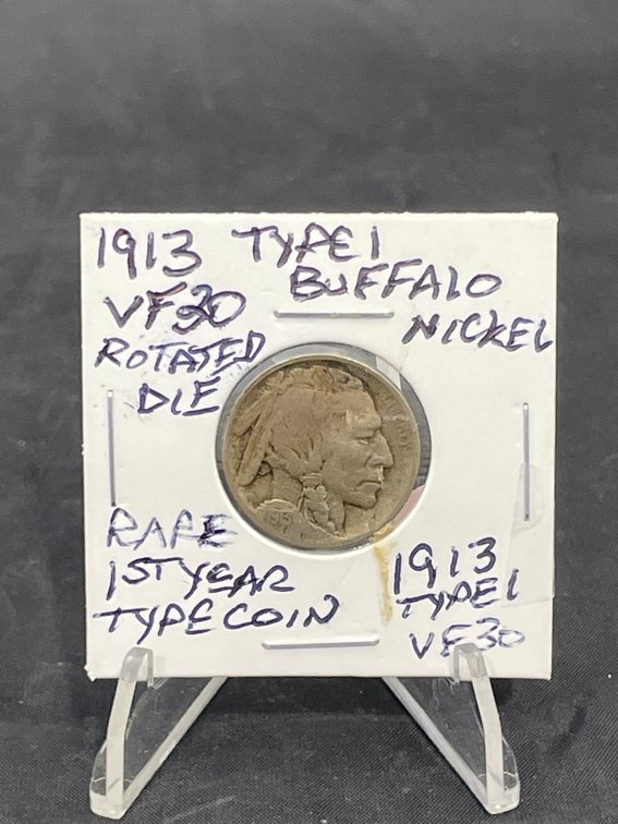 1913 Type 1 Buffalo Nickel RARE 1st Year Type Coin VF30 Great Details