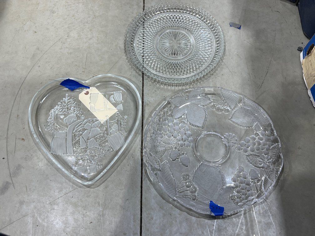 3 Clear Glass Serving Trays