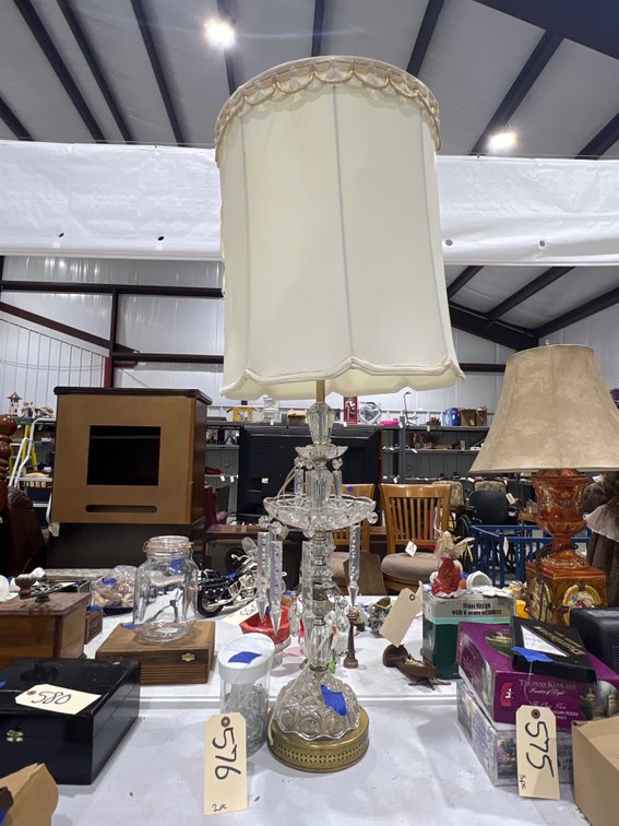 2 Pcs - Crystal Table Lamp w/Shade & Plastic Food Storage