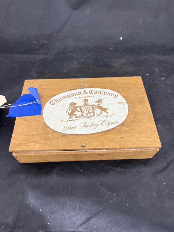 Wooden Cigar Box & Greeting Cards
