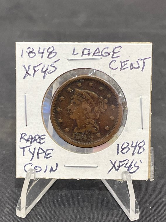1848 Large Cent Rare Type Coin XF45