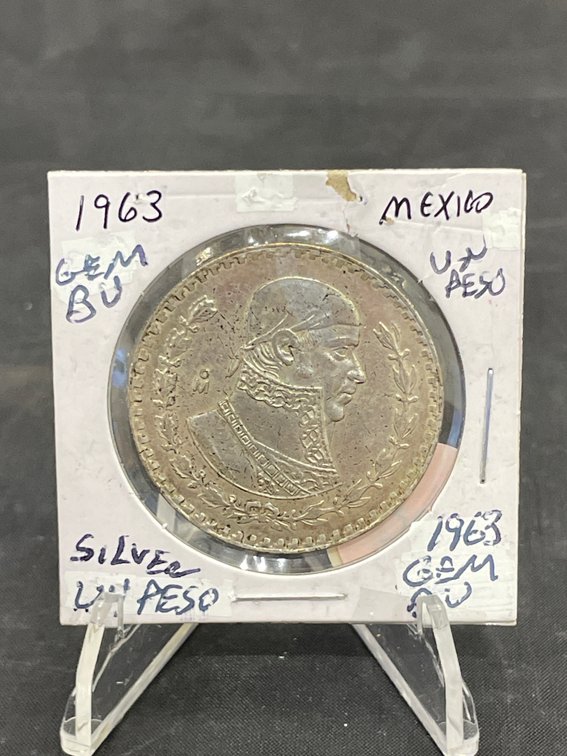 1963 Un Peso Mexico Silver Gem BU MS63+