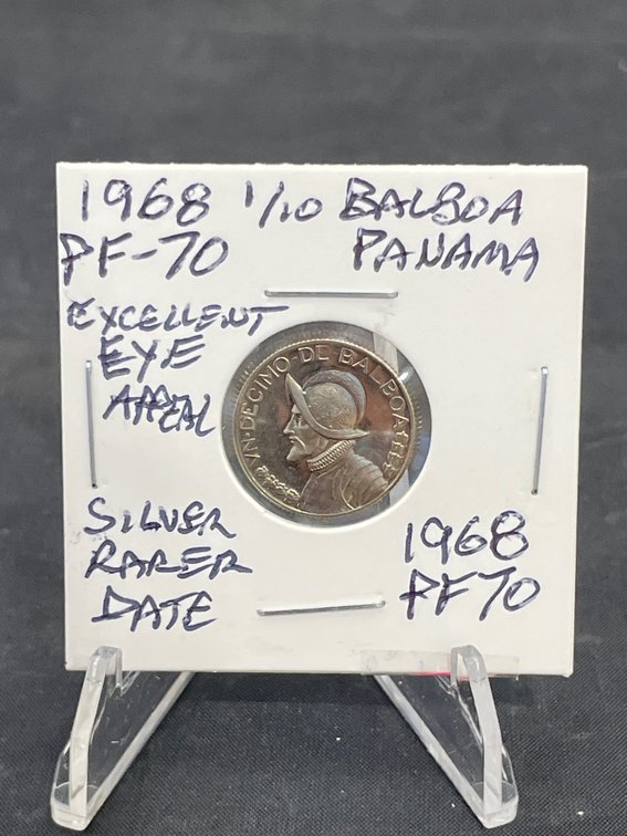 1968 1/10 Balboa Panama Silver Rarer Date Excellent Eye Appeal PF70