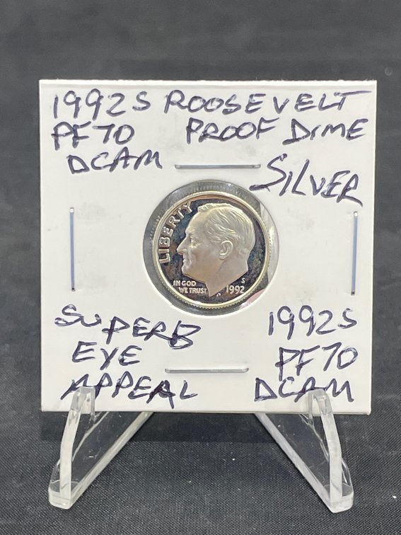 1992 S Proof Roosevelt Dime Low Mintage Silver Superb Eye Appeal DCAM PF70