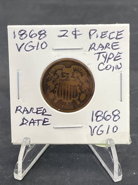 1868 2 Cent Piece Rare Short Run Series Type Coin-VG10+