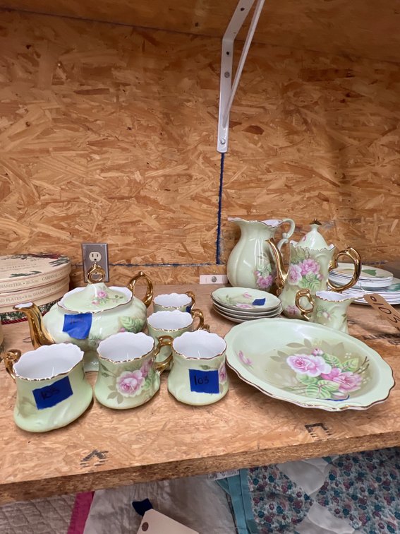 Lefton Green Heritage Pitcher & Bowl - Teapot - Cups & More