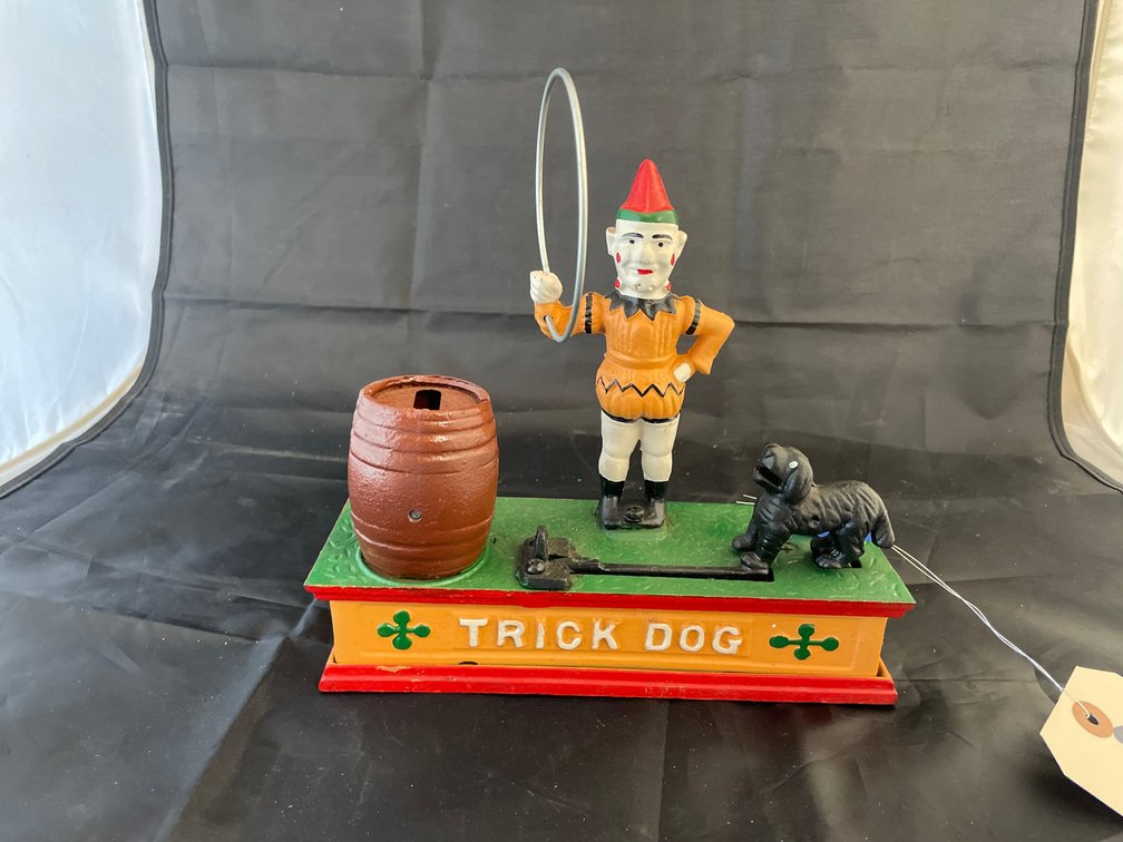 Cast Iron Trick Dog Coin Bank