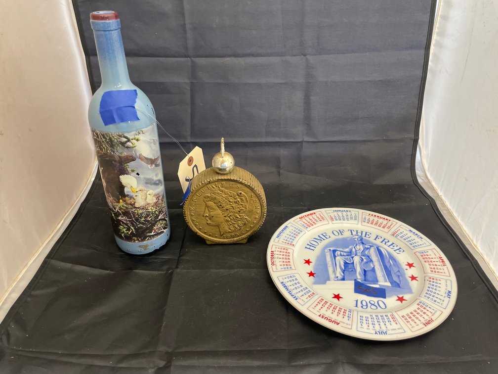 Painted Bottle - Avon Coin Bottle - 1980 Calendar Plate