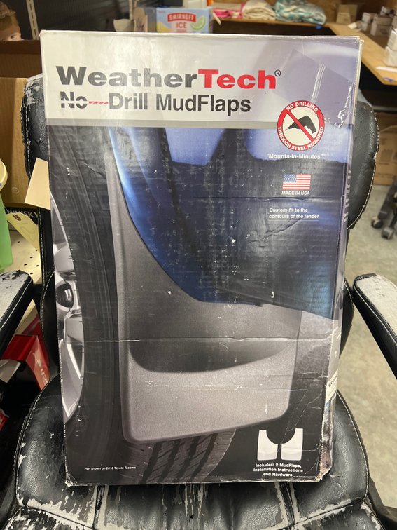 Weather Tech No Drill Mud Flaps in box