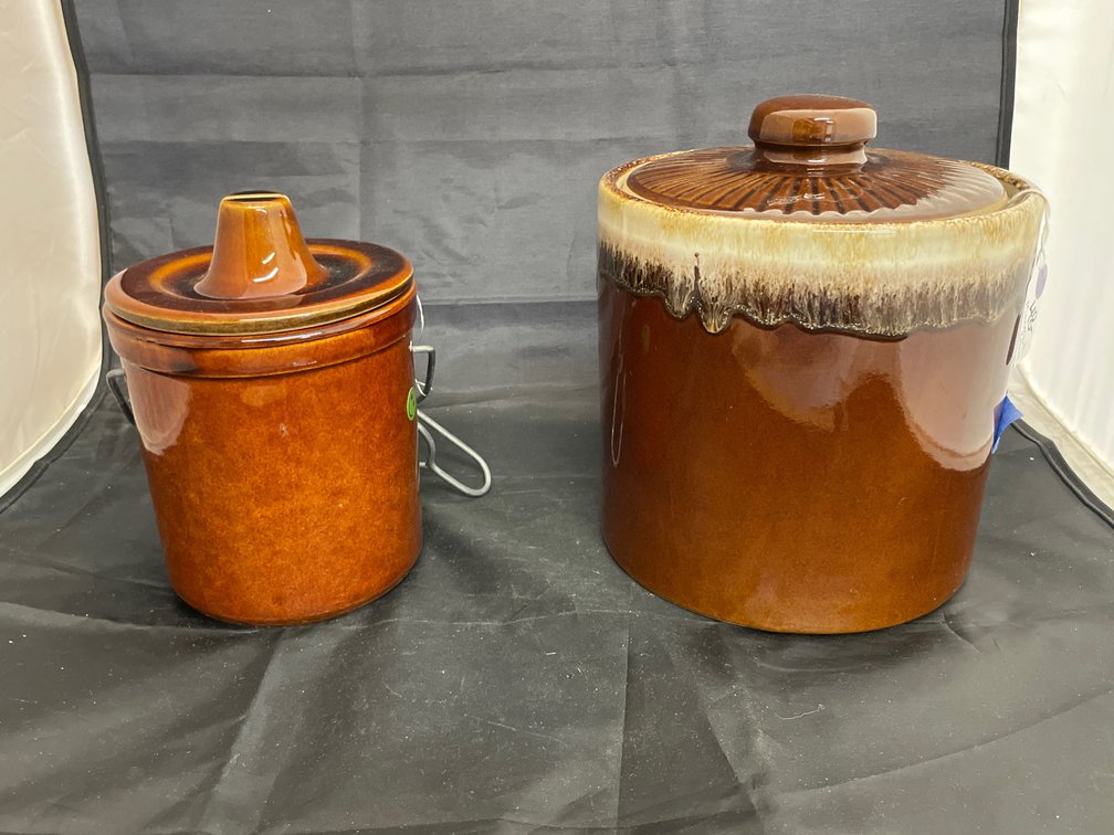 Monmouth Pottery Cookie Jar & Stoneware Canister Lid