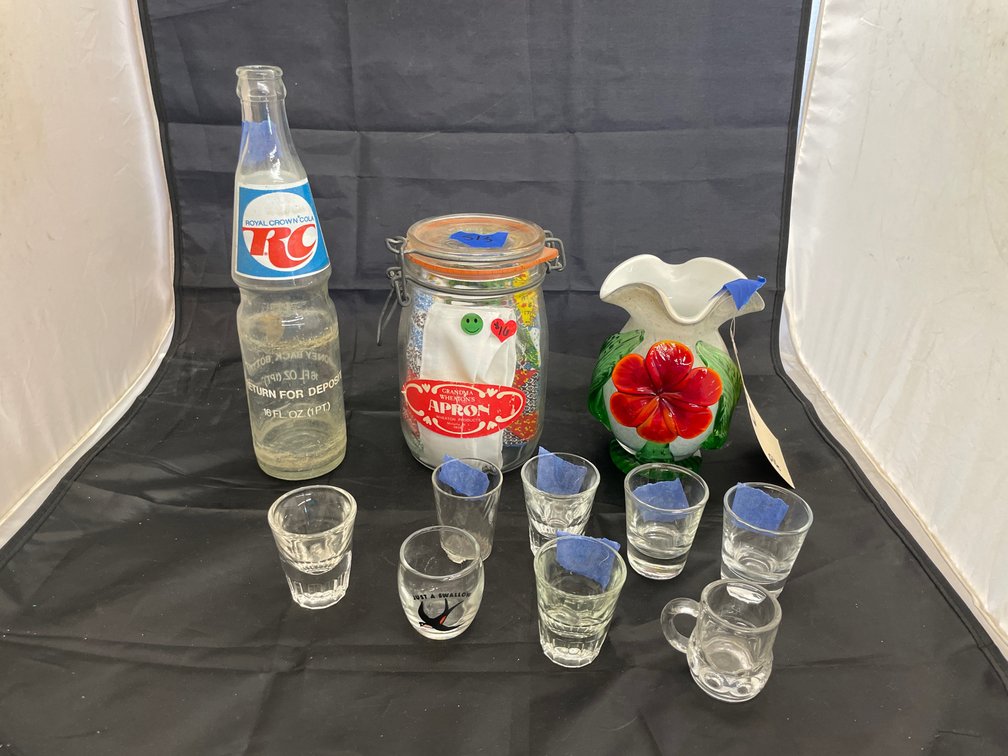 Shot Glasses - Art Glass Vase - RC Cola Bottle - Grandma's