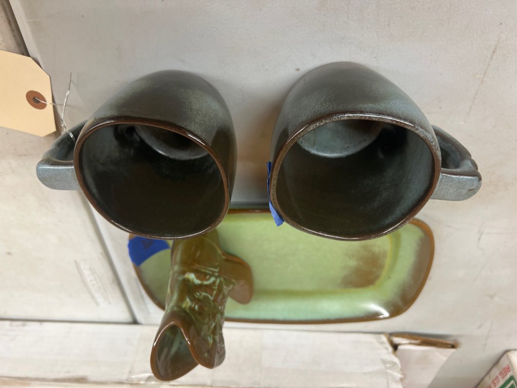 Frankoma Coffee Mugs & Boot Tray