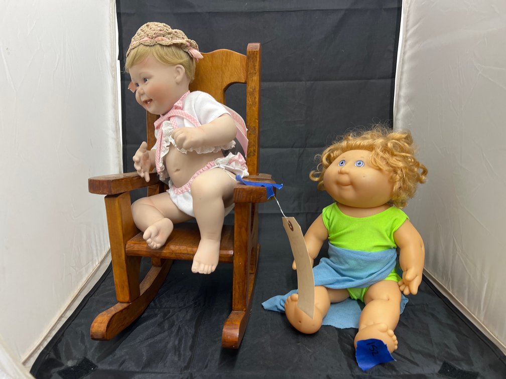3 Pcs - Cabbage Patch Kid - Porcelain Doll - Doll Rocking