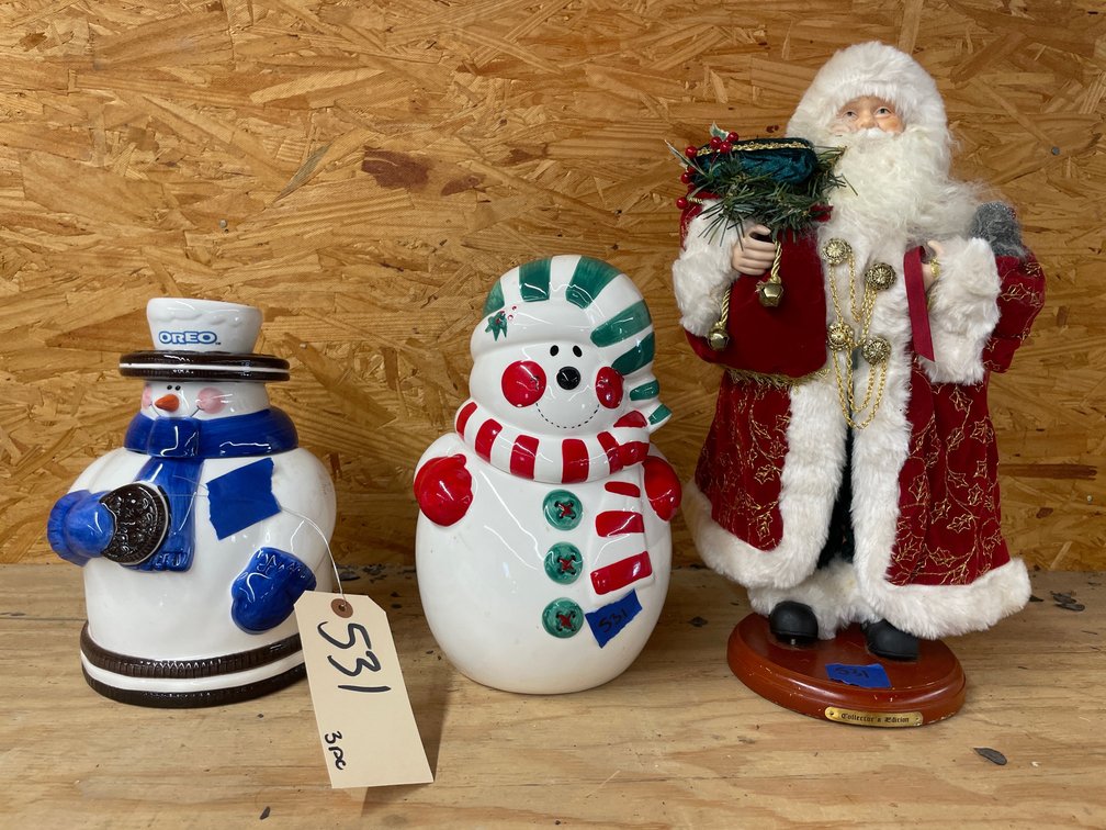 Santa Figure - 2 Snowman Cookie Jars