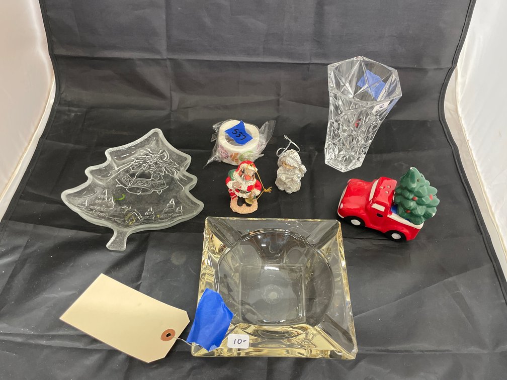 Ash Tray - Crystal Vase - Christmas Ornaments - Red Truck