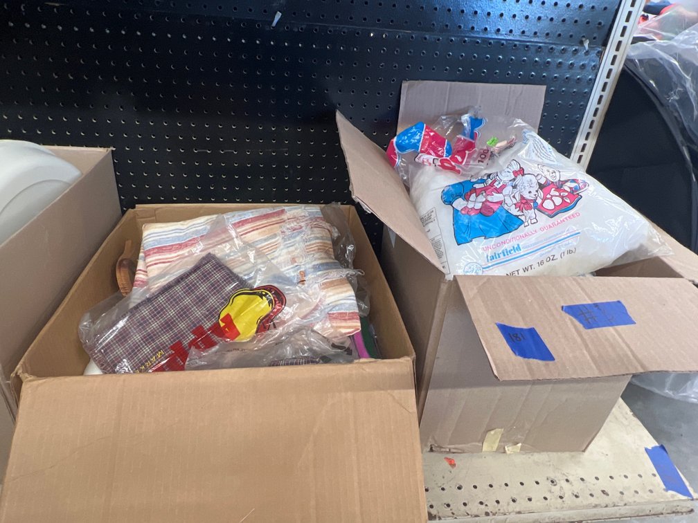 2 Boxes Assorted Fabric & Poly Fil