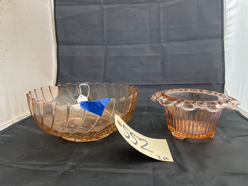 2 - Pink Glass Bowls
