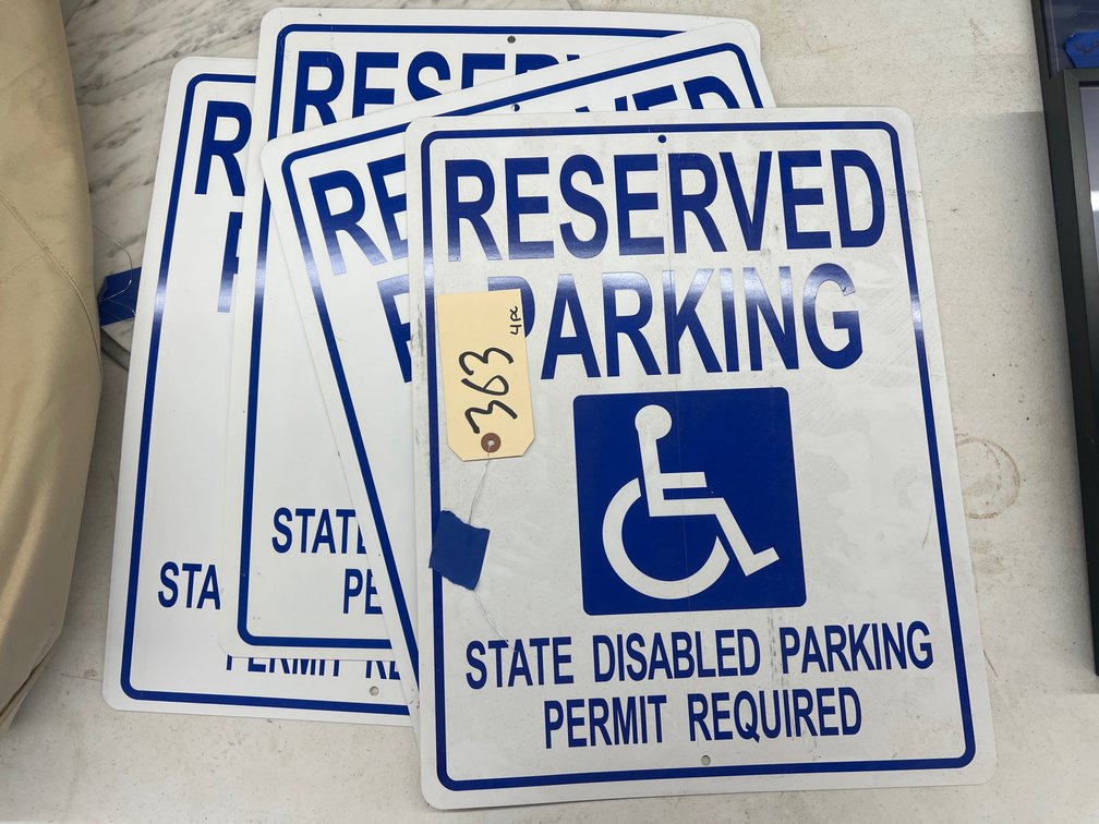 4 - Plastic "Reserved Parking" Handicap Placards 15"x19: