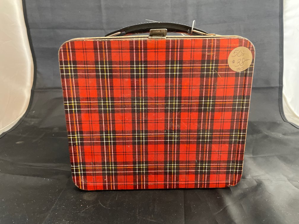 Red Plaid Metal Lunch Box - no thermos