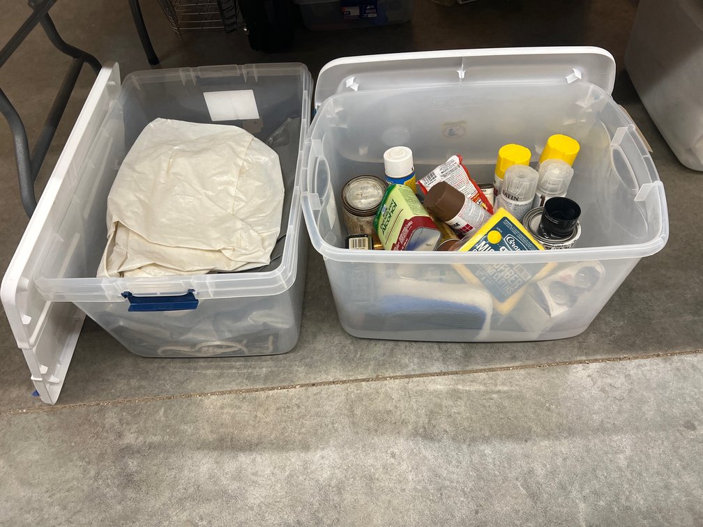 Spray Paints - Microfiber Cloths & More in 2 Plastic Bins w/Lids