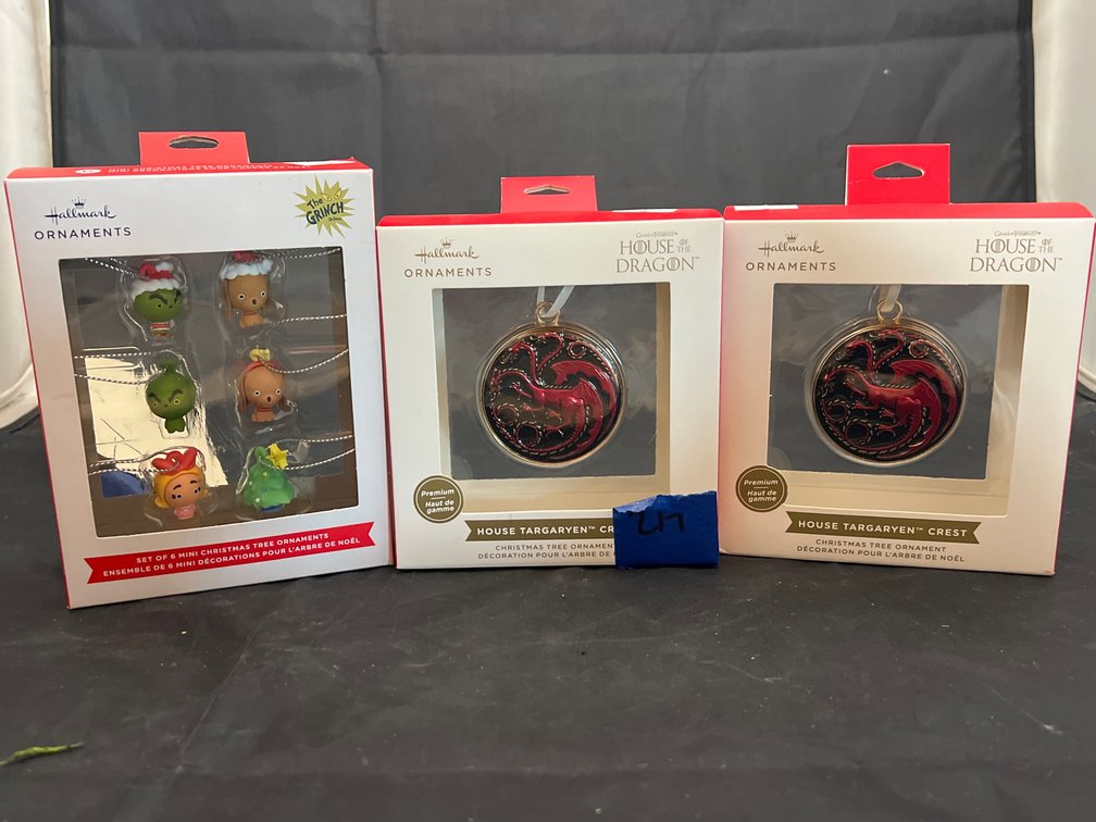 3 Pcs - Hallmark Ornaments - House of the Dragon - Grinch NIB