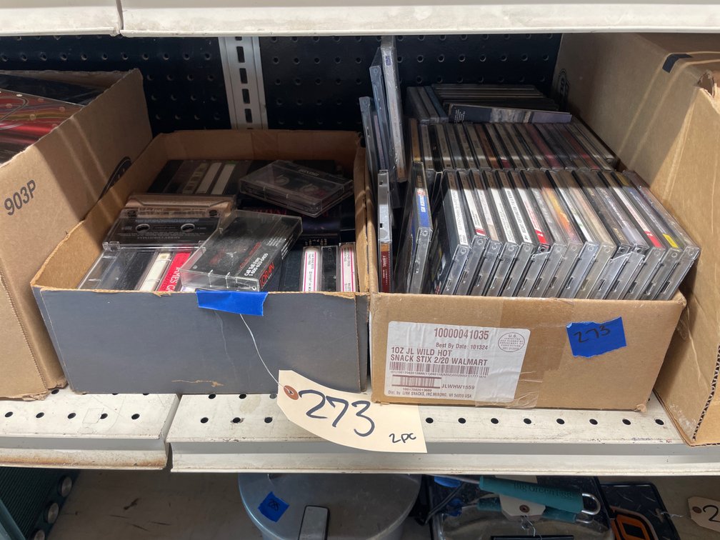 2 Boxes Assorted Cassette Tapes & CD's