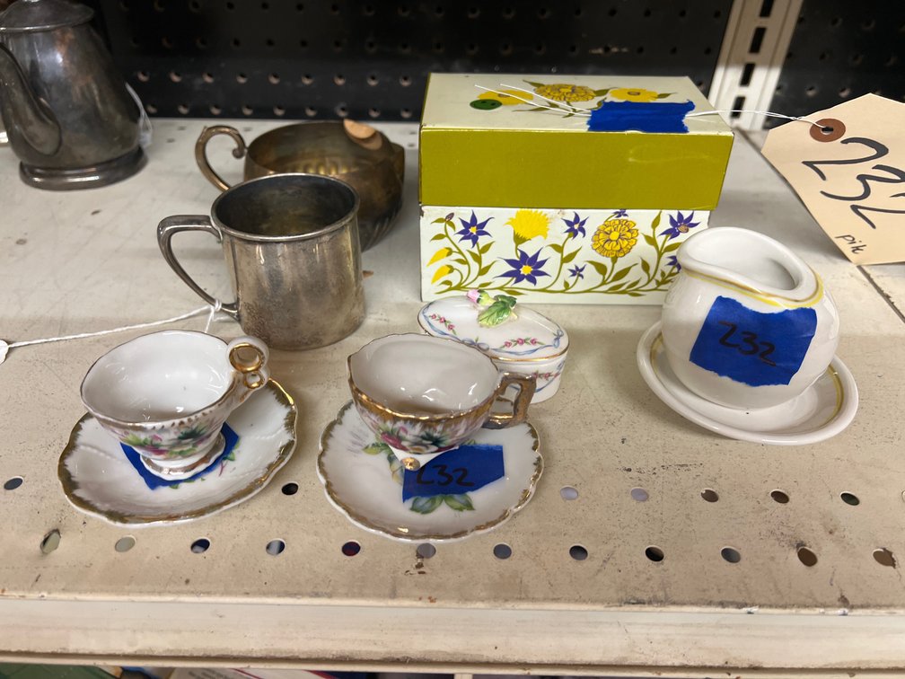 Mini China Set - Silver Plate Tea Cup - Creamer & More