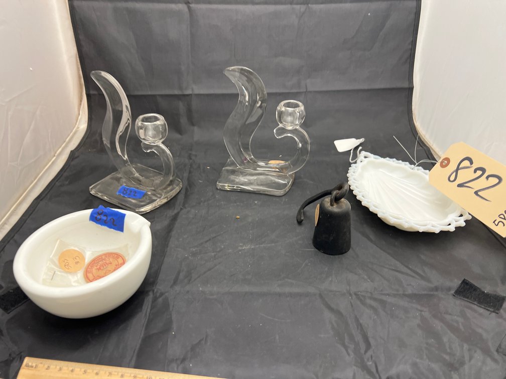 Glass Candlestick Holders - Milk Glass Westmoreland Tidbit