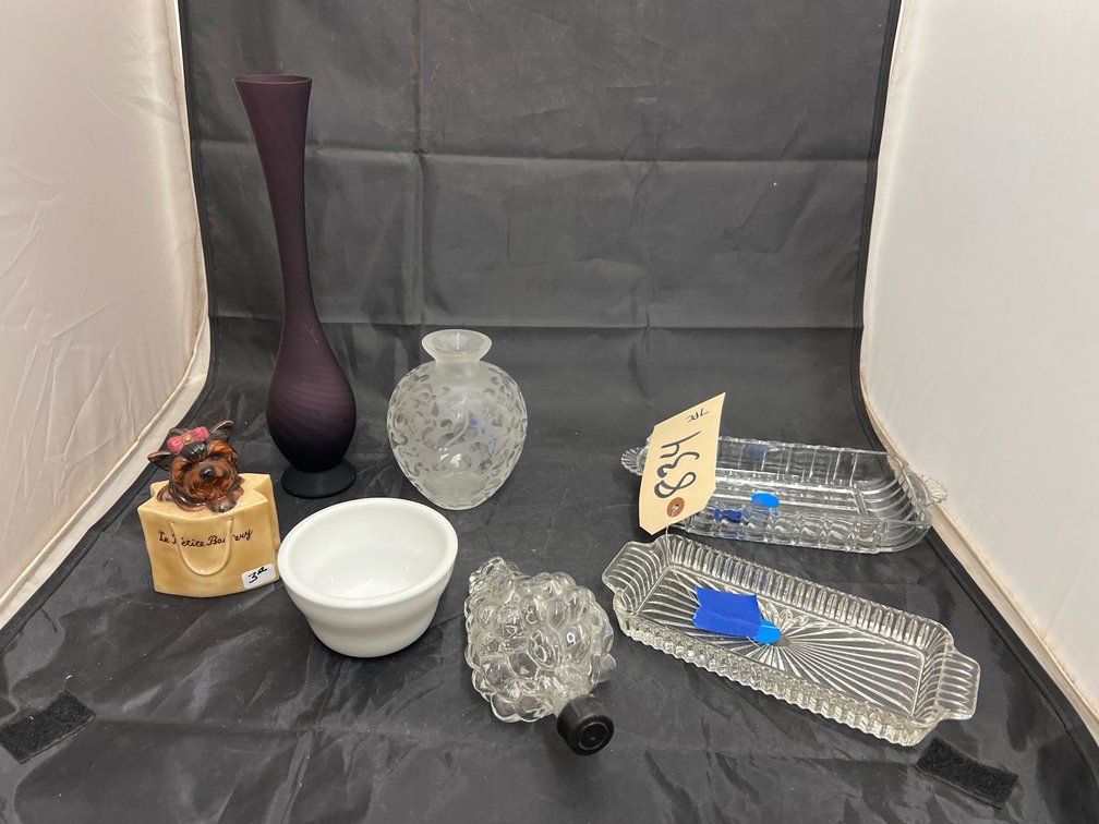 7 Pcs - Butter Trays - Vases - Grape Bottle & More