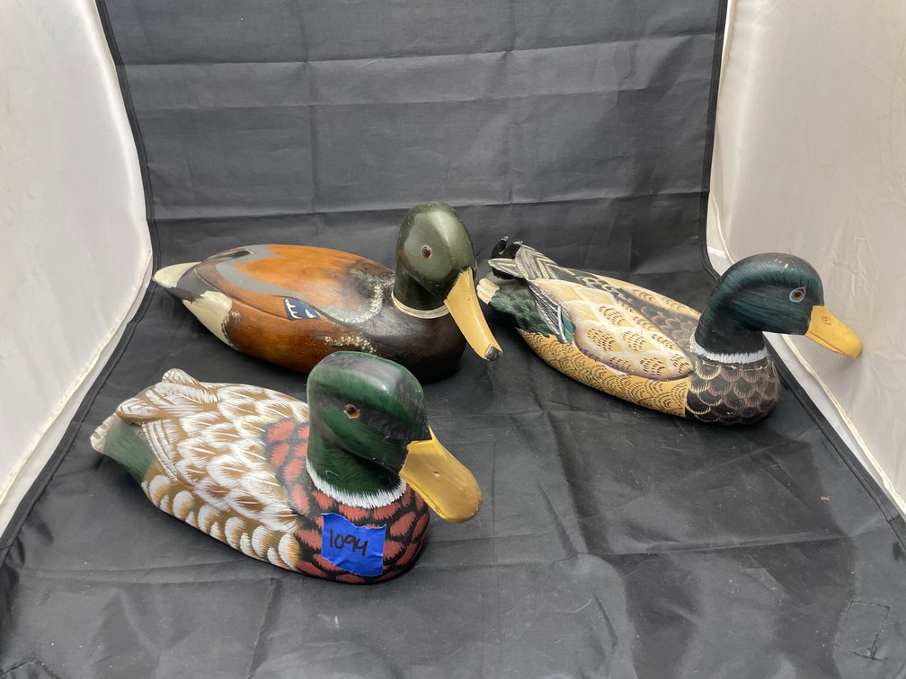 3 Pcs - Wooden Carved Mallards
