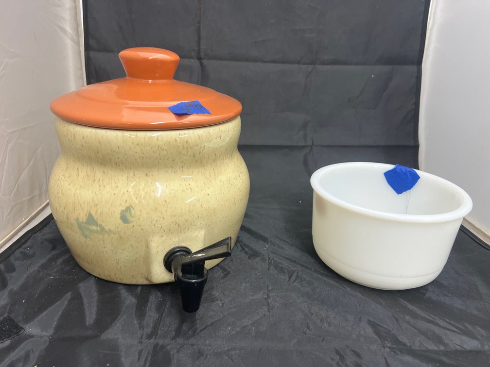 Milk Glass Mixing Bowl & Drink Dispenser