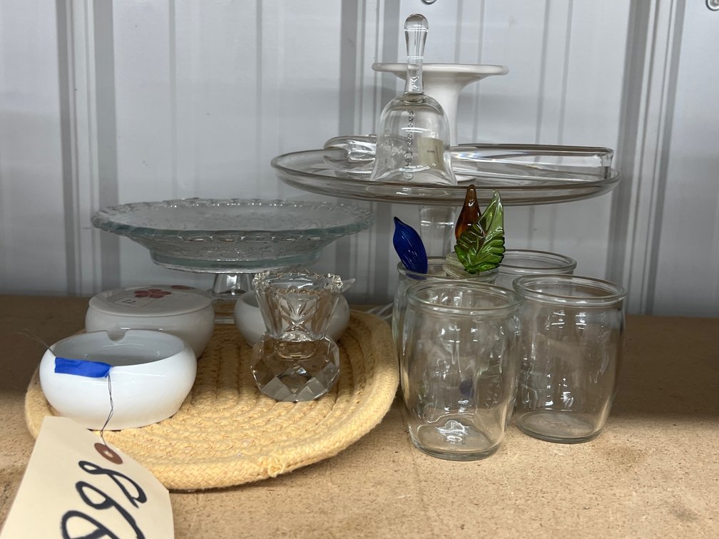 Cake Stand - Compote - Glass Toothpick Holder - Trinket Dish