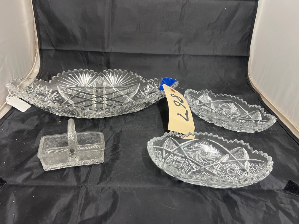 Cut Glass Dish - Pickle Plates - Salt/Pepper Caddy
