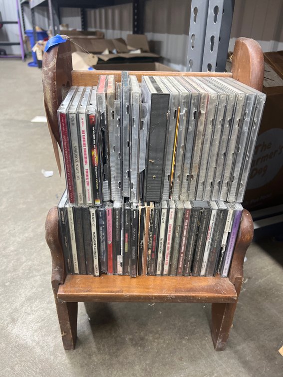 Wooden Doll Pew 11"x19" & Assorted CD's