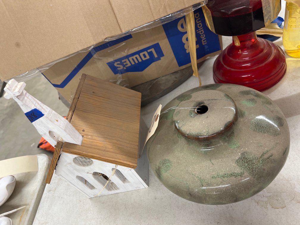 Church Themed Bird House & Pottery Vase