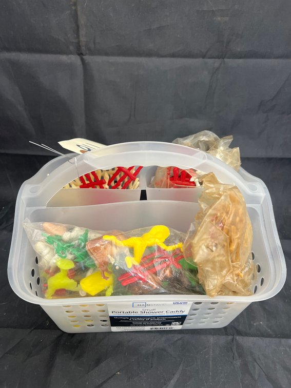 Vintage Farm Animals in Plastic Carryall