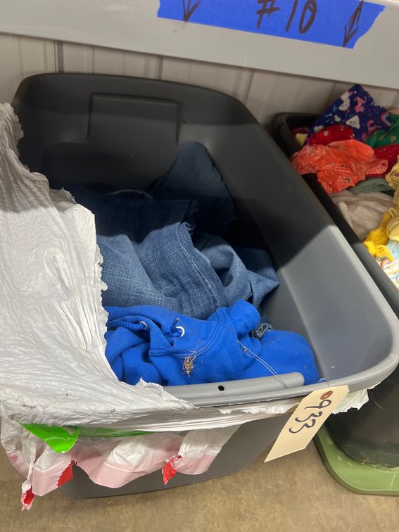 Assorted Kid's Clothing - Jeans - Shirts in Plastic Bin