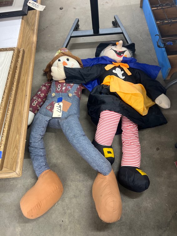 2 Pcs - Stuffed Scarecrow & Witch