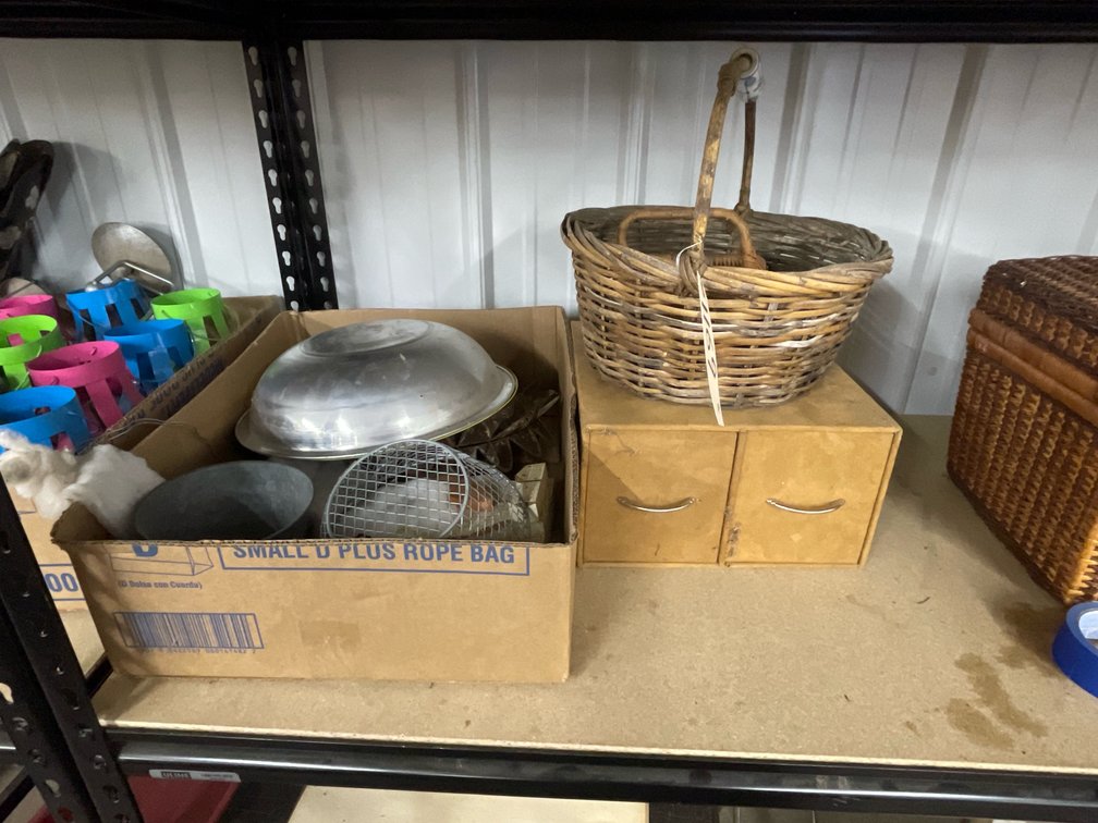 4pc - Wicker Basket, Organizer, Box w/Bowls & More