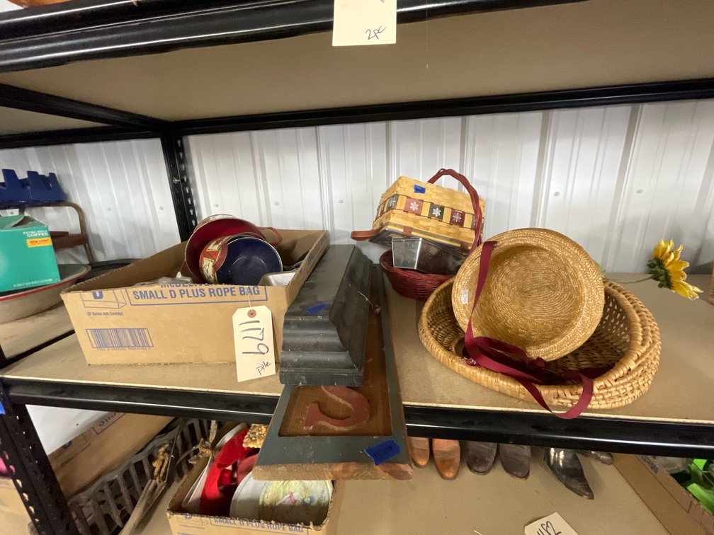 Baskets, Wooden Wall Hanging, Shelf, Bowls & More