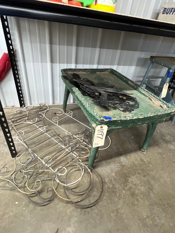 Pile Wicker Table & Metal Wall Hangings