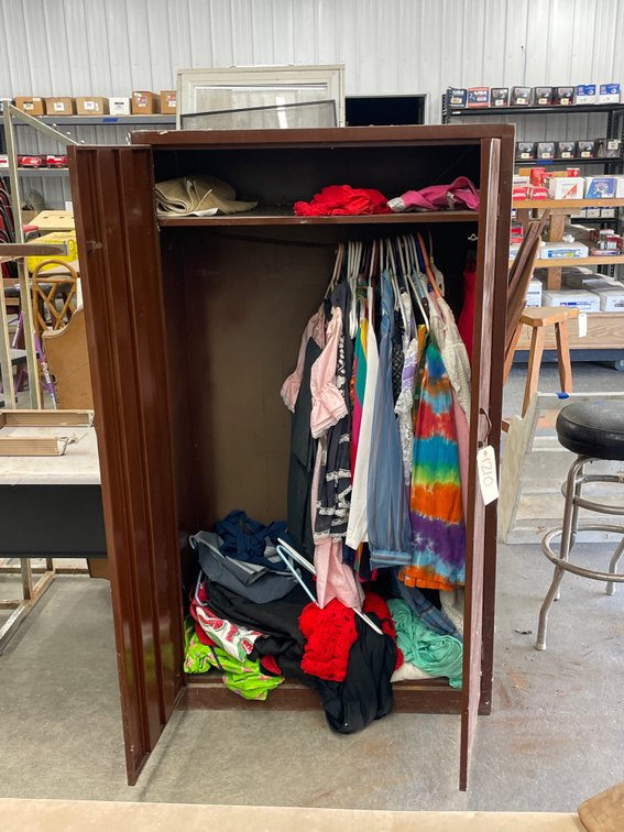 Metal Cabinet w/Women's Clothes 63x36x20